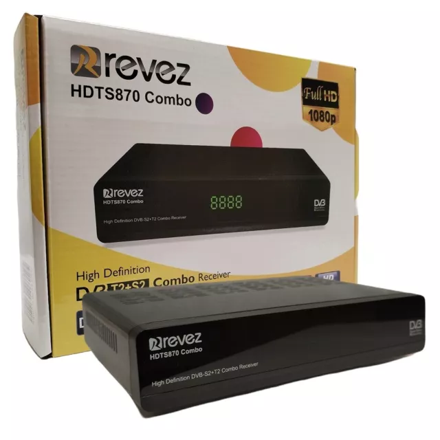 Combo Receiver Revez Hdts 870 Full Hd Freeview Satellite Tv Tuner Box For Freesa