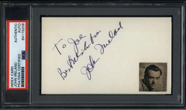 John Ireland D.1992 Actor Spartacus Signed 3" x 5" Index Card  PSA/DNA
