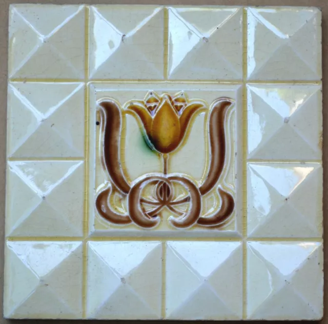 England - Antique Art Nouveau Majolica Tile C1900