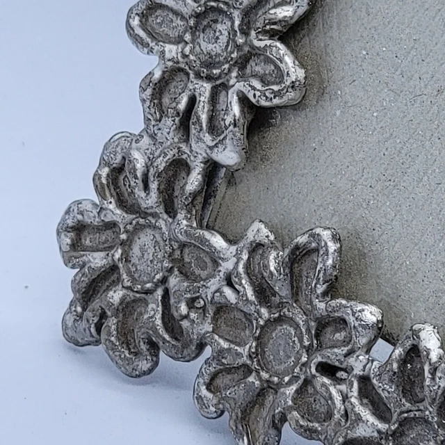 Vintage Gorgeous Metal Photo frame Beautiful Flowers Heavy 6×4 Barron 4