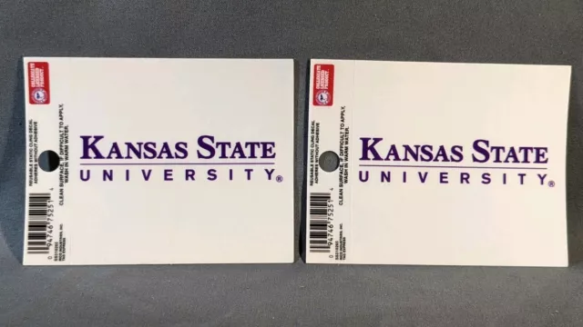 Set Of 2 Kansas State University Static Cling Window Decals, 1 1/2” x 3 1/3”