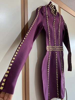 Peace & love burgundy stud bandage dress (size 8)