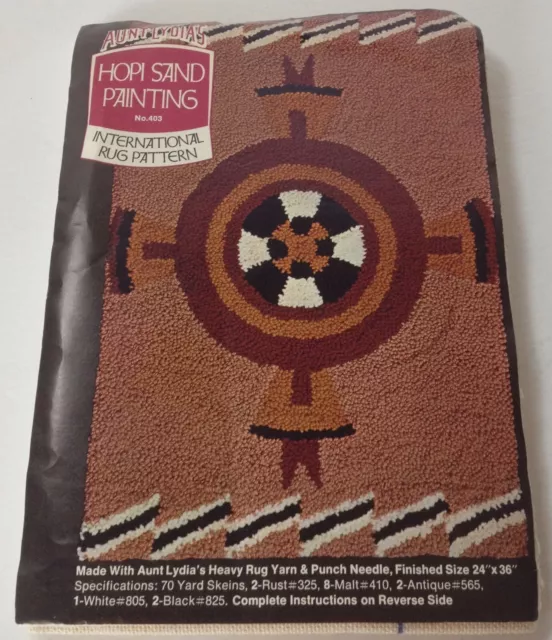 Vintage Aunt Lydia's HOPI SAND PAINTING Punch Needle Stamped RUG PATTERN #403