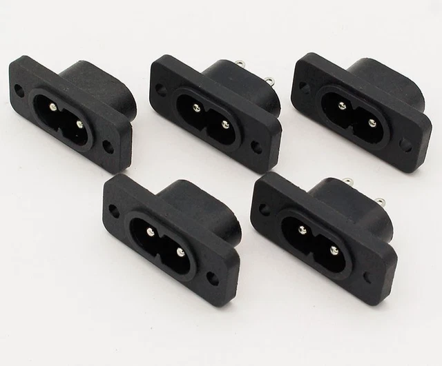 5pcs 2Pin Plug Socket AC250V 2.5AIEC 320 C8 Screw Mount Electrical Hardware New