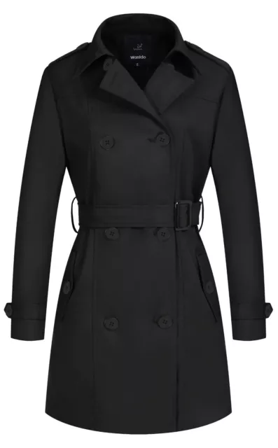 Wantdo Women's Waterproof Double-Breasted Trench Coat Classic Lapel Overcoat