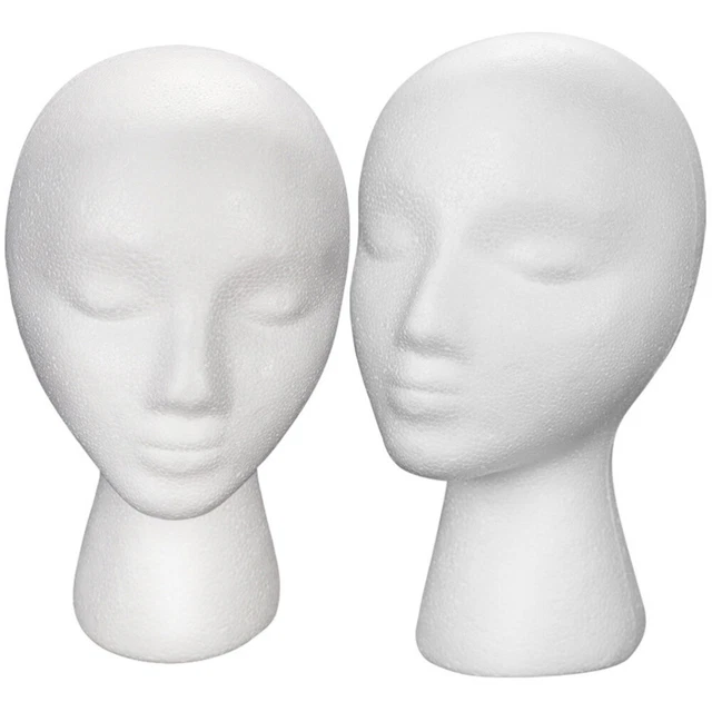 2 piezas cabeza de peluca con soporte cabeza de espuma cabeza de maniquí hembra cabeza de maniquí