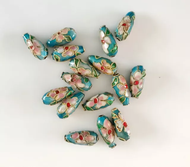 Sale! 50 8x16mm Blue Teardrop Handmade Cloisonne Beads (L)