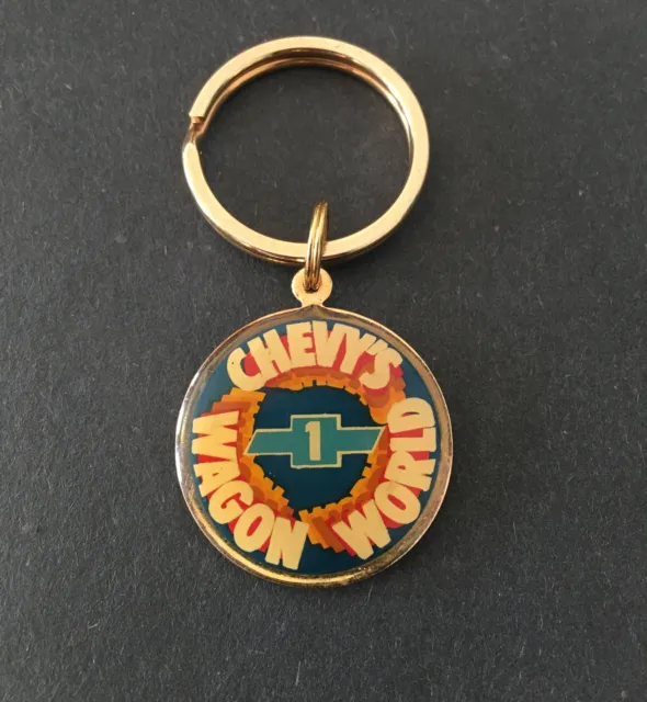 Vintage CHEVY’S WAGON WORLD Keychain GM Bowtie 1983 LEADERSHIP Key Fob Ring