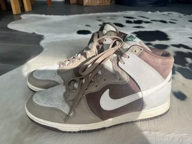 Nike Dunk High Light Chocolate Brown Khaki Green Sail White UK 11 US 12