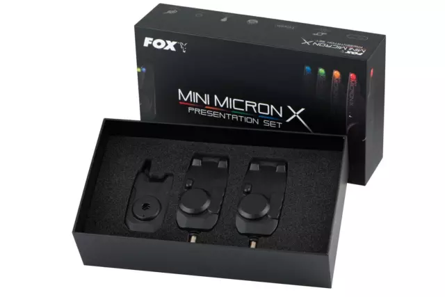 Fox Mini Mikron X 2 Stange Set / Karpfenangeln Bissanzeiger & Empfänger