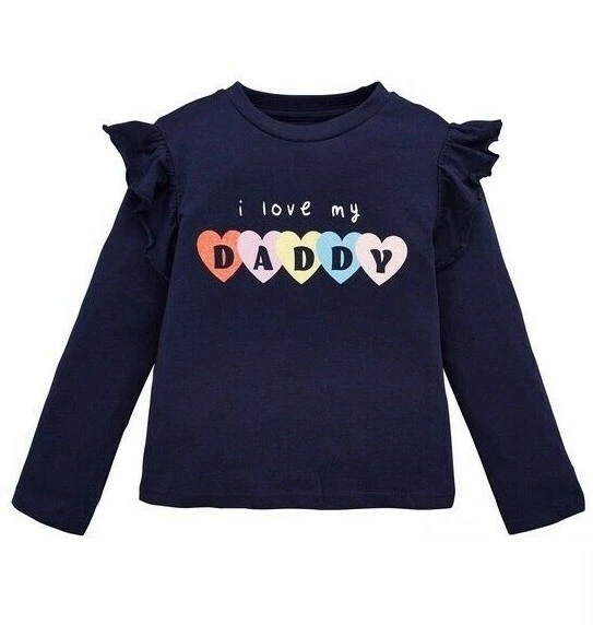 T-shirt a maniche lunghe baby girls I Love My Daddy blu età 3-6 mesi nuovissima