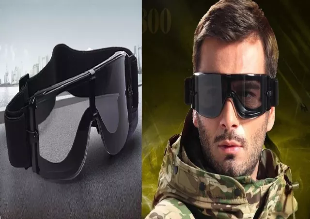 Motocicleta a prueba de viento táctico militar tiro Airsoft montar gafas 3 lente