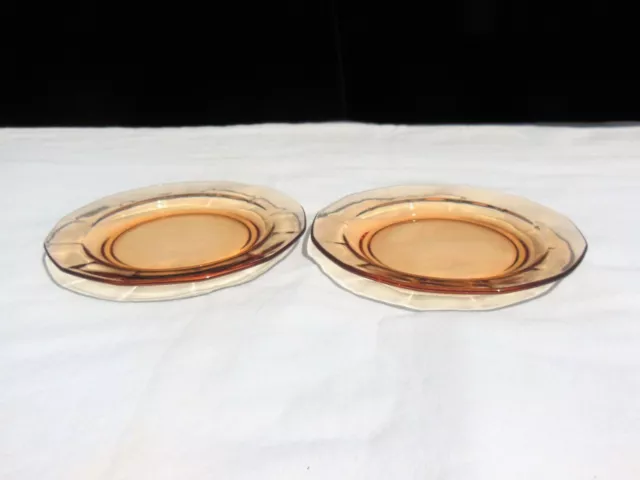 2 Fostoria Fairfax No. 2375 Amber Depression Glass 6" Bread & Butter Plates