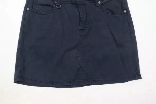 Burberry Brit Denim Mini Skirt Womens 10 Blue Stretch Cotton Utility Casual 3