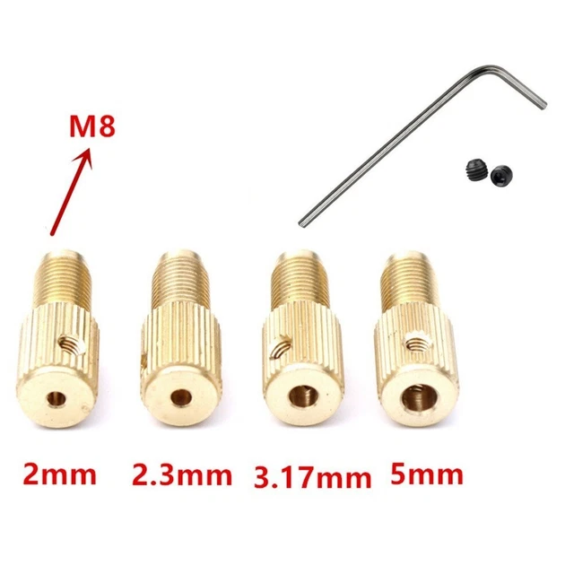 Ottone Rame Trapano Mandrino Albero Connettersi M8-2/2.3/3.17/5mm Mini Asta