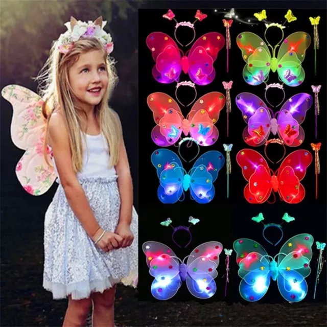 3pcs Butterfly Wings Fairy Wand Princess Hair Hoop Fancy Dress Set Dressing Up