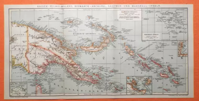 Kaiser Wilhelmsland Bismarck Archipel  Kolonien  Marshall Inseln  Landkarte 1912