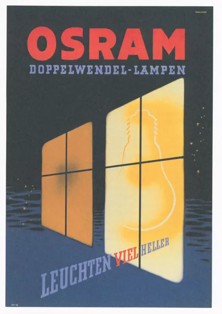OSRAM Doppelwendel Lampen Leuchtmittel Werbung Licht Kunstdruck Werbung 403