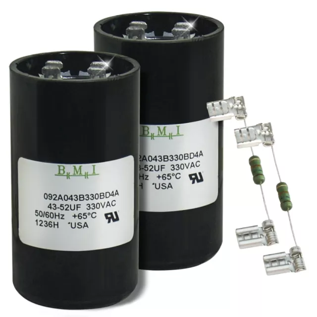 (2) PACK , 43 - 52 UF MFD HVAC Motor Start Capacitors 330 VAC VOLT w/ Resistors