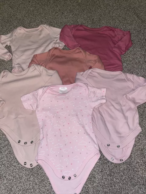 bundle of 6 baby girls pink bodysuits, 3-6 months
