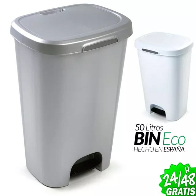 Cubo de basura papelera con pedal 50L Litros Ecologic Basurero con Tapa Residuos 2