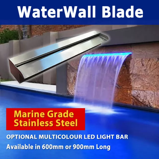 Water Feature Stainless Steel Waterfall Blade Fountain Outdoor Pool Spillway