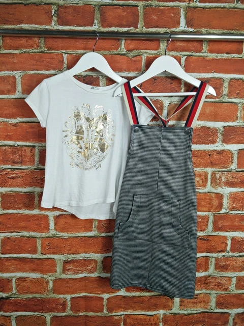 Girls Bundle Age 8-10 Years H&M Next Navy White Tshirt Strap Dress Smart 140Cm