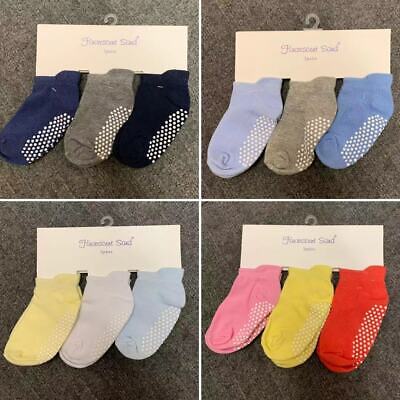 Baby, Toddler ABS Cotton Blend Anti Non Slip Socks 3 Pairs Size 12-24 months