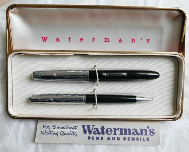 VINTAGE WATERMAN FOUNTAIN Pen and Mechanical Pencil Boxed Set (WORKS) £ ...