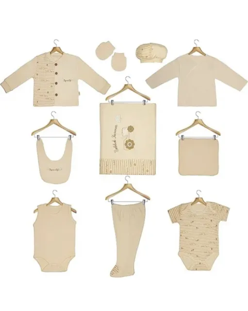 Unisex Baby Layette Giftset Organic Cotton Clothing Set 10 Piece Newborn Train