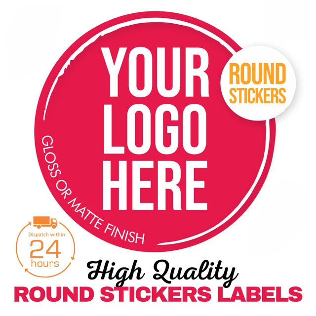 PERSONALISED ROUND PRINTED Stickers Custom Logo Labels Business Gloss