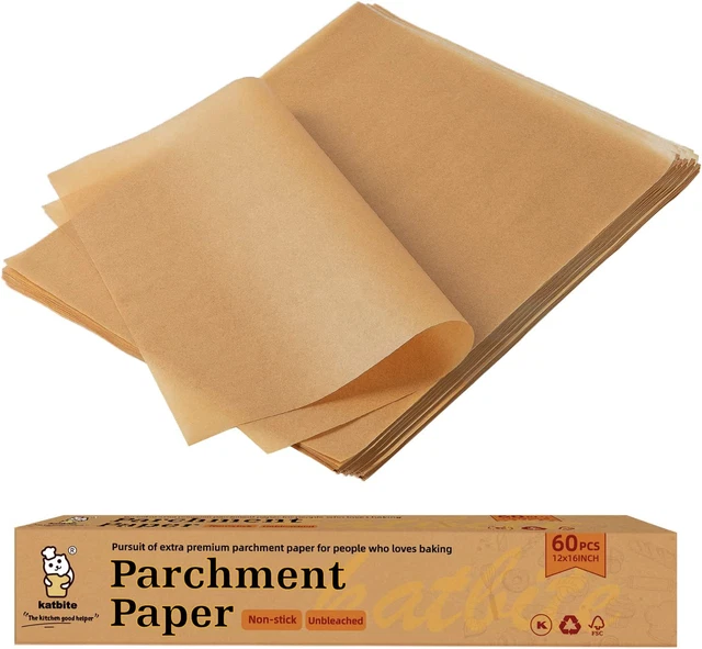 12X16 INCH PARCHMENT Paper Sheets, Pre Cut Unbleached Baking Paper