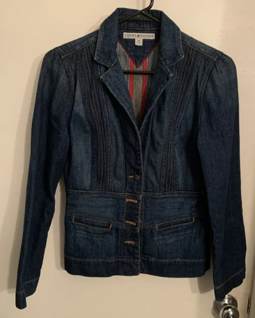 Tommy Hilfiger Jean Jacket Denim Womans Sz SP Pockets Fitted Casual Dressy Blue