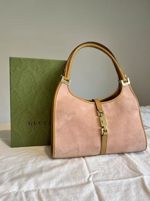 Authentic Gucci Jackie Pink Suede Shoulder Bag