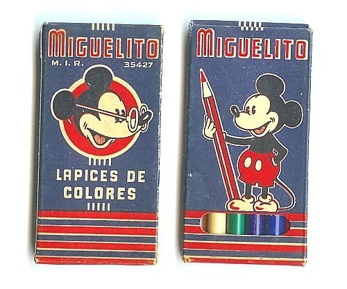 MICKEY MOUSE COLORED Pencils In Box Vintage Walt Disney Mexico mickey-mouse-colored-pencils-in-box-vintage-walt-disney-mexico