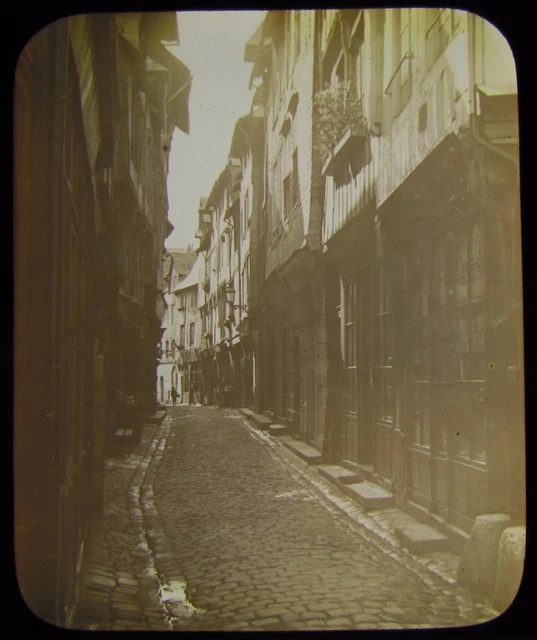 Glass Magic Lantern Slide FRENCH STREET SCENE NO2 C1890 FRANCE PHOTO