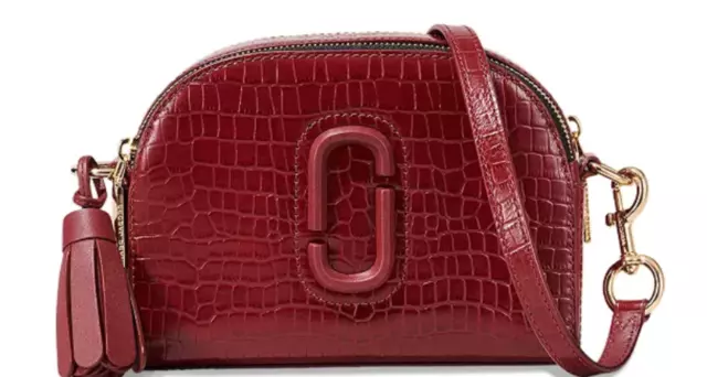 MARC JACOBS Shutter Croc Embossed Leather Crossbody Vachetta Red Embossed/Gold