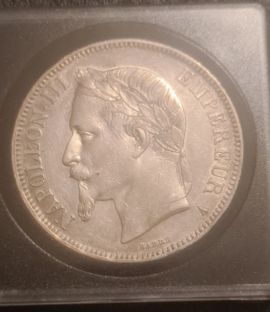 Médaillon Porte-clés Argent Avec Pièce 5 Francs Napoléon 1868 - Par Eloi Pernet, Occasion