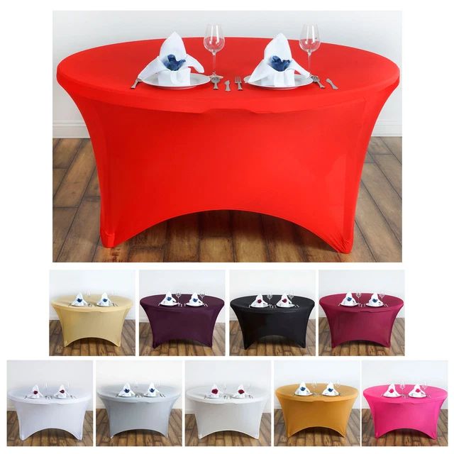 Stretchy Spandex Round Fitted Tablecloth 60" Round 8-seated Table for Weddings