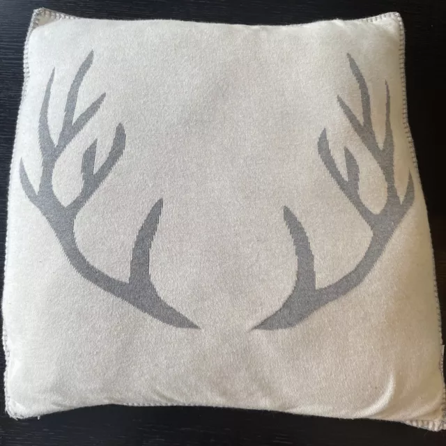 21” Square Pillow Aspen Grey Antlers Deer Farmhouse Country Mountain Decor