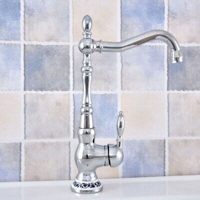 Polished Chrome Brass Kitchen Bathroom Basin Sink Mixer Tap Swivel Faucet esf675
