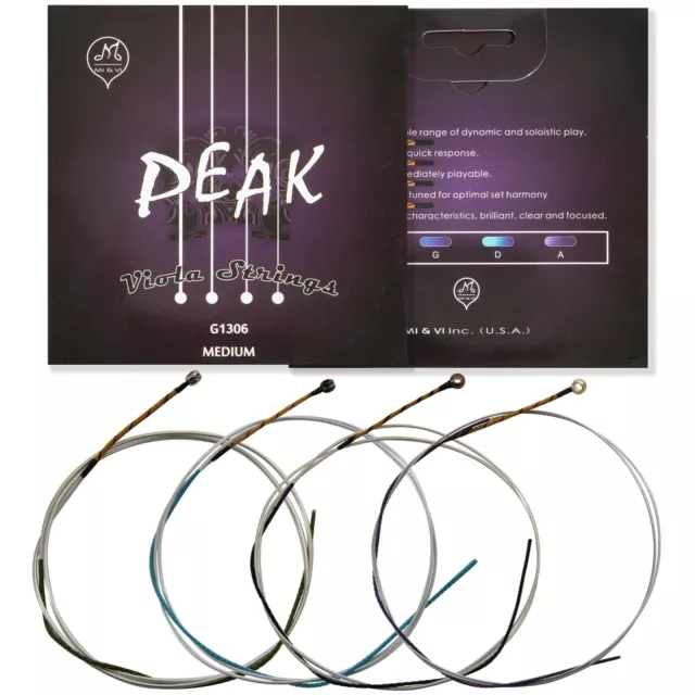 MI&VI PEAK Viola Strings- Full Set, Medium, ROPE Core, Ball End 2