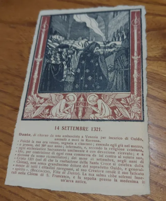 Cartolina Dante Alighieri Vi Centenario Dantesco Ravenna 1921 Illustrata Conti