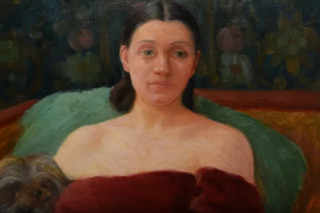 Tableau Nabis Portrait Jeune femme au chien vers 1900