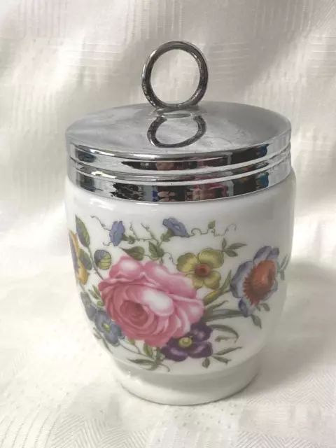 Royal Worcester Large Egg Ceramic Coddler - Bournemouth Roses 8 cm Vintage