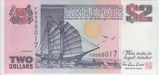 Singapore  Banknote P28   2 Dollars Tdlr (1992)  Uncirculated  2001