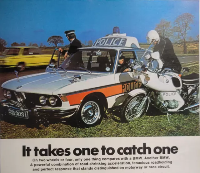 BMW 3.0Si & R75/5 Motorcycle Original Print Ad 1973 ILN ~8.5x12.5"