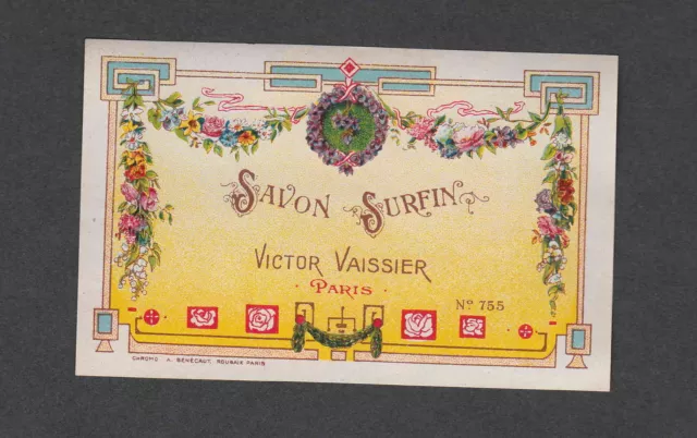 Ancienne  étiquette de Savon Surfin Fleurs