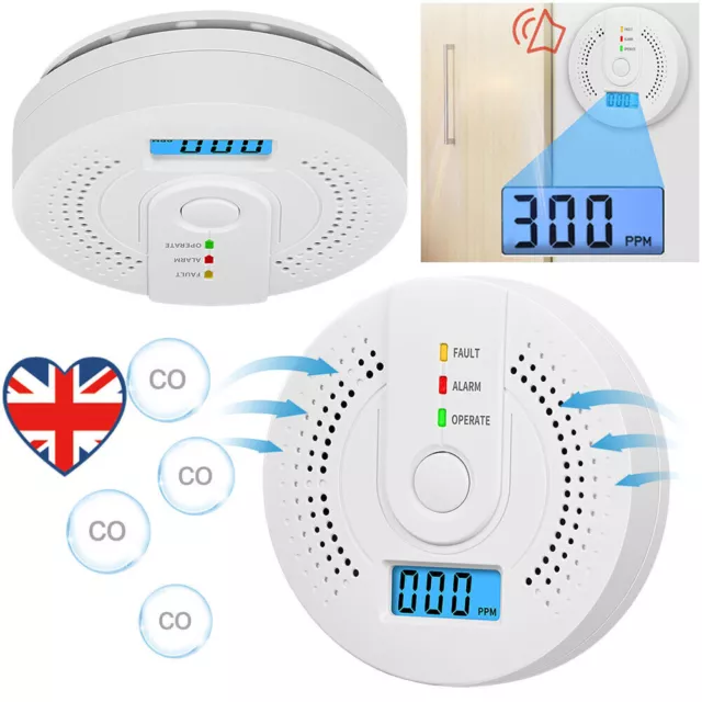 Kohlenmonoxidmelder CO Melder Gasmelder Warnmelder Kohlemnonoxid Küche Kamin LCD
