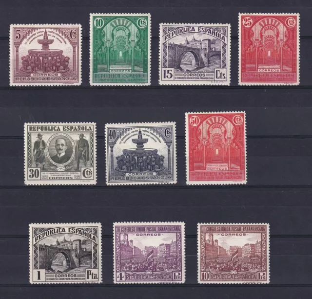 ESPAÑA 1931  Congreso U.P.P. Edifil 604/613 Sin fijasellos MNH Cat 120€ LUJO